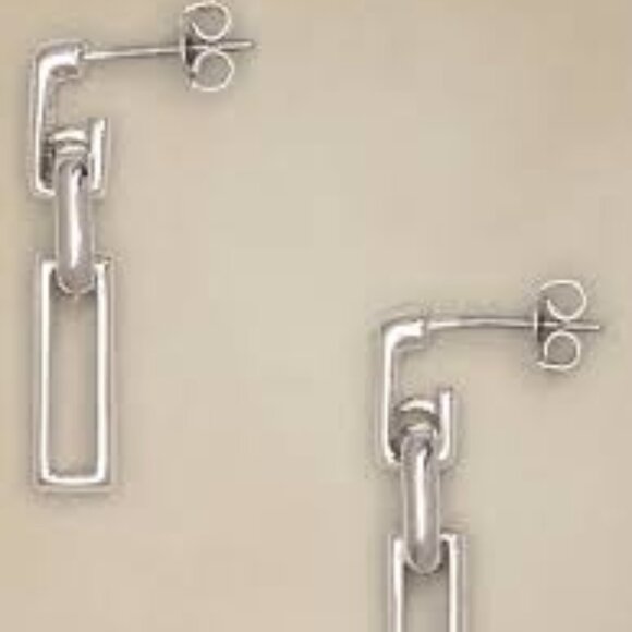 Banana Republic Silver Drop Link Earrings/NWT - Picture 1 of 8